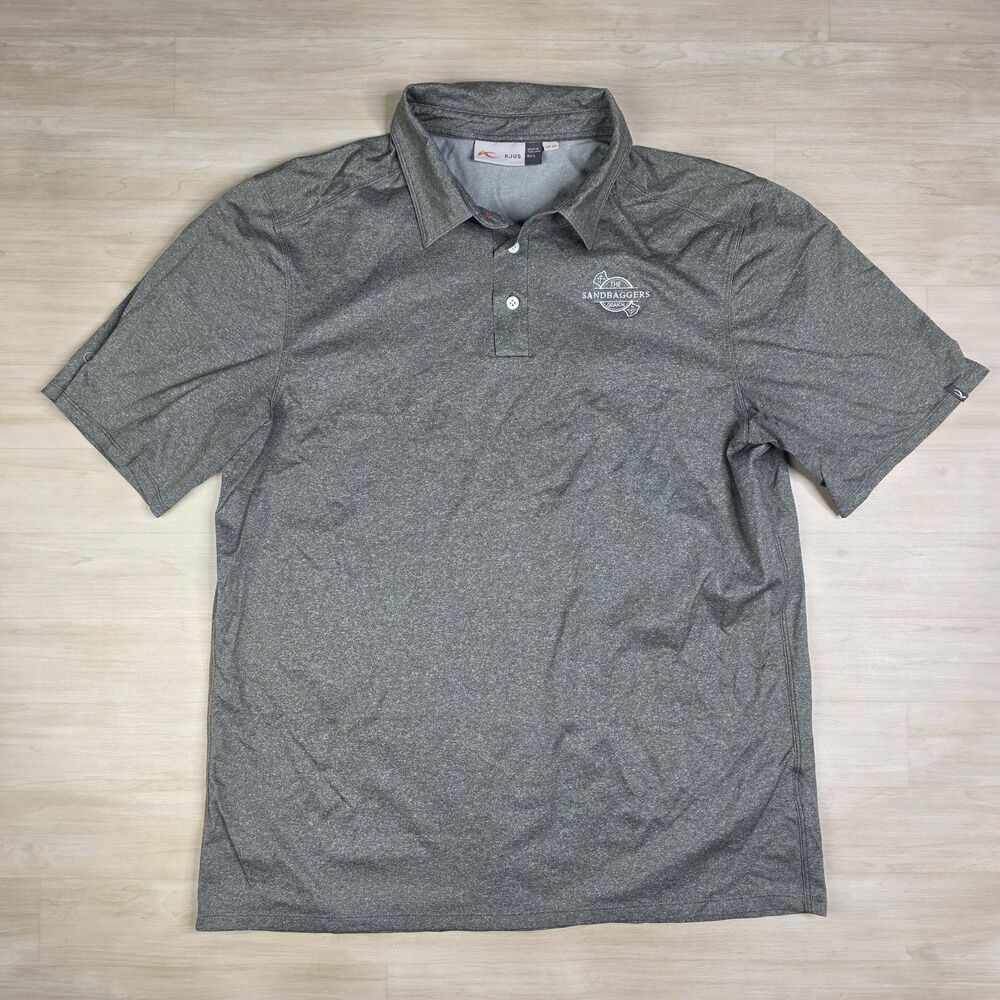 Kjus Polo Shirt Mens 2XL Gray Sandbaggers Golf Performance UPF 30 Lightweight